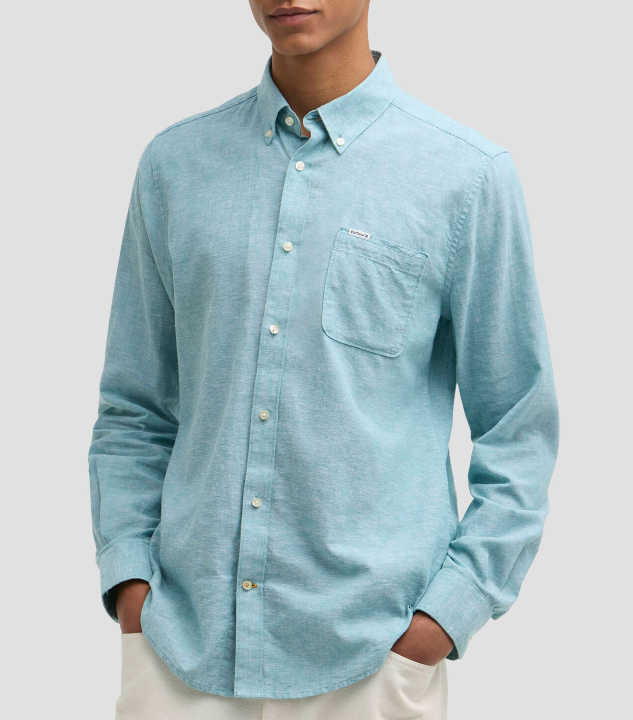 Camisa jaspeada manga larga Hombre